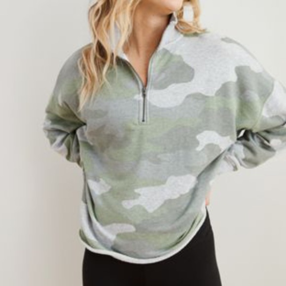 aerie Sweaters - Aerie Camo Sunday Soft Quarter Zip Pullover Large